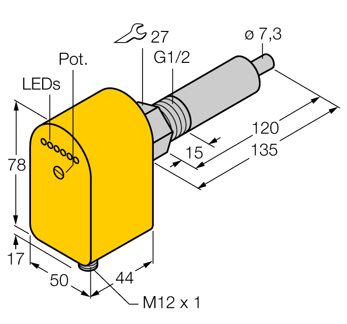 德国TURCK图尔克流量传感器FCS-G1/2A4P-LIX-H1141/L120