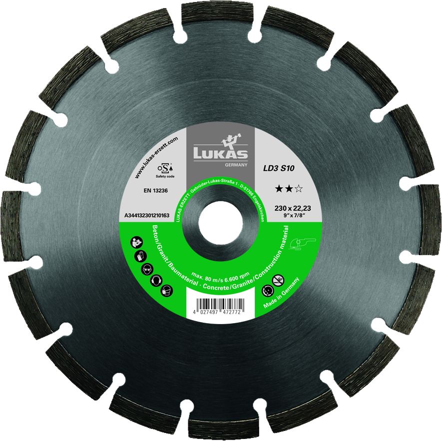 德国 LUKAS 卢卡斯 金刚石切割片 LD3 S10 115x22,23x10